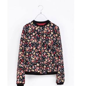 Zara Trafaluc Floral Bomber Jacket